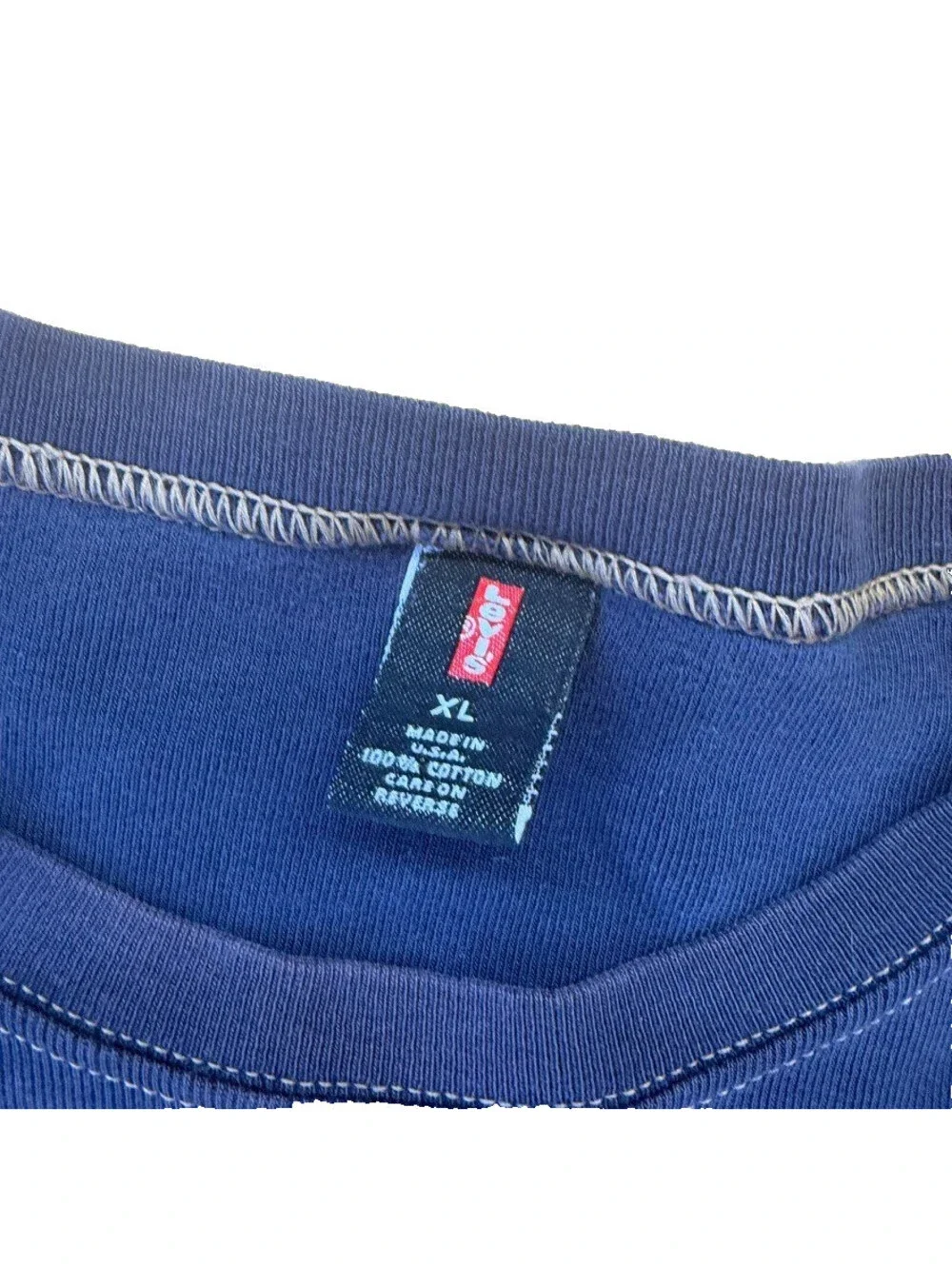 Levis Original Dark Denim 90s Long Sleeve Shirt Mens XL Navy Made in USA